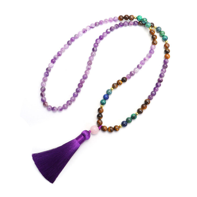 Fortune Jewel Tibetan Amethyst Purify Bracelet Mala Set