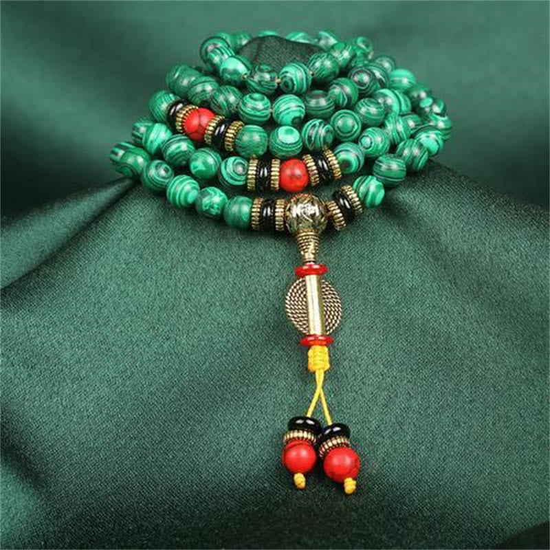 Fortune Jewel Tibetan 108 Mala Malachite Beads Bracelet Necklace