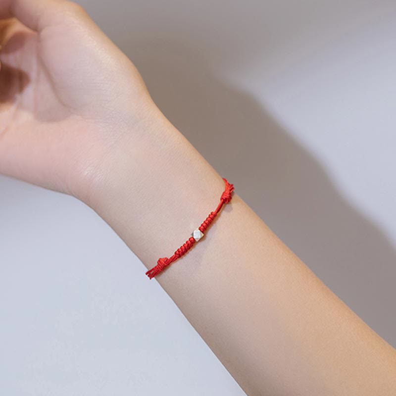 Fortune Jewel 925 Sterling Silver Luck Bead Protection Red String Braided Bracelet