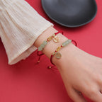 Fortune Jewel Handcrafted Jade Bead Fu Character Charm Luck Red Rope Bracelet