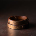 Fortune Jewel Vintage Handmade Texture Copper Brass Leather Wealth Bracelet Bangle