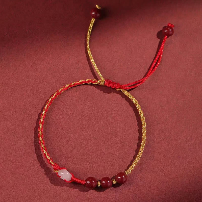 Fortune Jewel Natural Cinnabar Jade Peace Buckle Blessing Bracelet