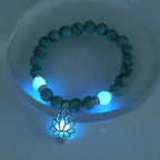 Fortune Jewel Tibetan Turquoise Glowstone Luminous Bead Lotus Protection Bracelet