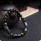 Fortune Jewel Gold Sheen Obsidian Black Tourmaline Wealth Bracelet