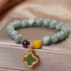 Fortune Jewel Jade Four Leaf Clover Luck Bracelet