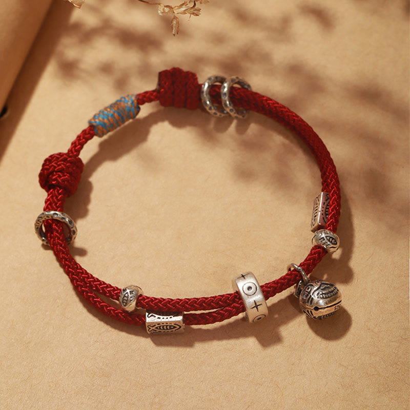 Fortune Jewel 925 Sterling Silver Gold Swallowing Beast Koi Fish Wealth Handcrafted Braided Bracelet