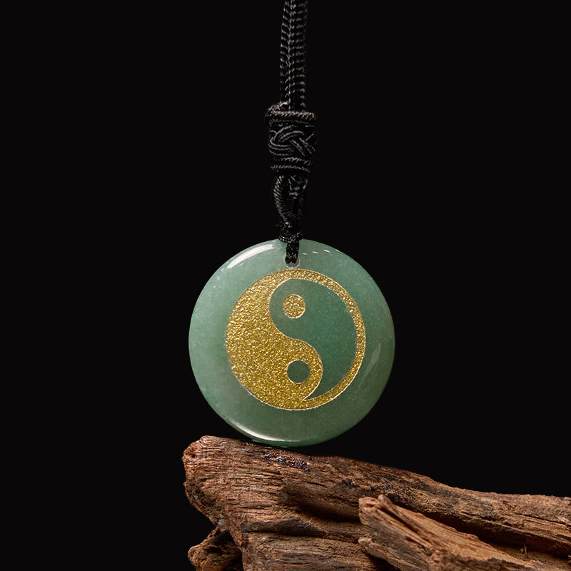 Fortune Jewel Various Crystal Amethyst Tiger Eye Green Aventurine Yin Yang Spiritual Necklace Pendant