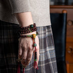 Fortune Jewel Natural Tibet 108 Mala Beads Purple Bodhi Seed Hetian Cyan Jade Copper Dorje Peace Bracelet