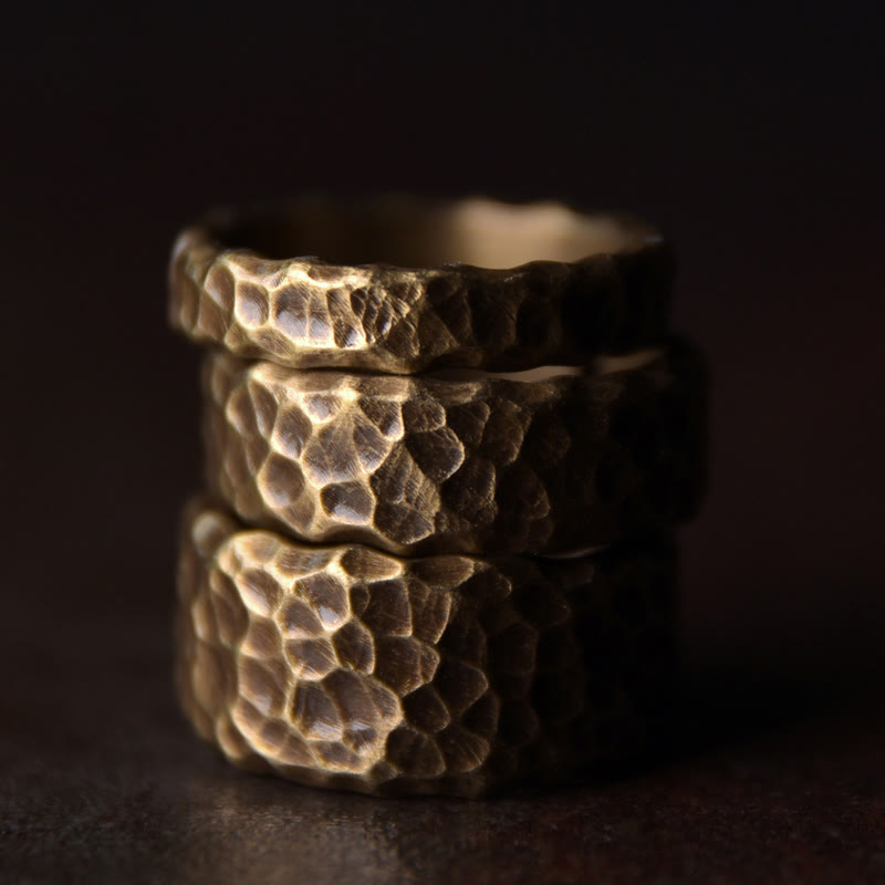 Fortune Jewel Tibetan Bump Texture Design Copper Brass Luck Ring