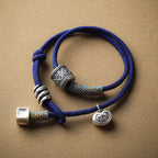 Fortune Jewel Handmade Tibetan Om Mani Padme Hum Carved Auspicious Amulet Double Wrap Rope Bracelet