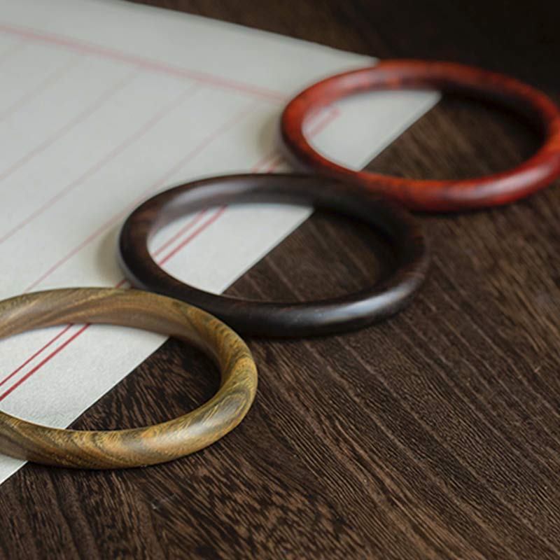Fortune Jewel Tibetan Small Leaf Red Sandalwood Ebony Green Sandalwood Protection Bracelet Bangle