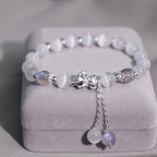 Fortune Jewel Natural Cat's Eye Moonstone Strawberry Quartz PiXiu Support Bracelet