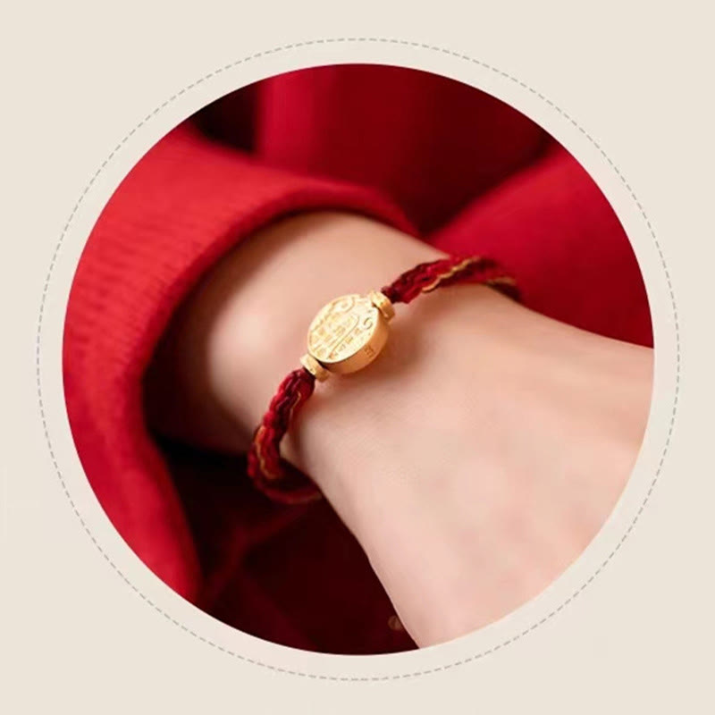 Fortune Jewel Five Directions Gods of Wealth Handmade Reincarnation Knot Protection String Braid Bracelet