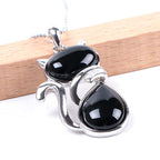 Fortune Jewel Cat Pattern Natural Crystal Protection Necklace Pendant