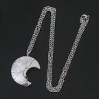 Fortune Jewel Natural Quartz Crystal Moon Tree Of Life Healing Energy Necklace Pendant