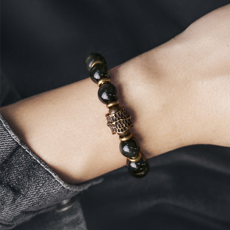Fortune Jewel Rainbow Obsidian Copper Love Healing Bracelet