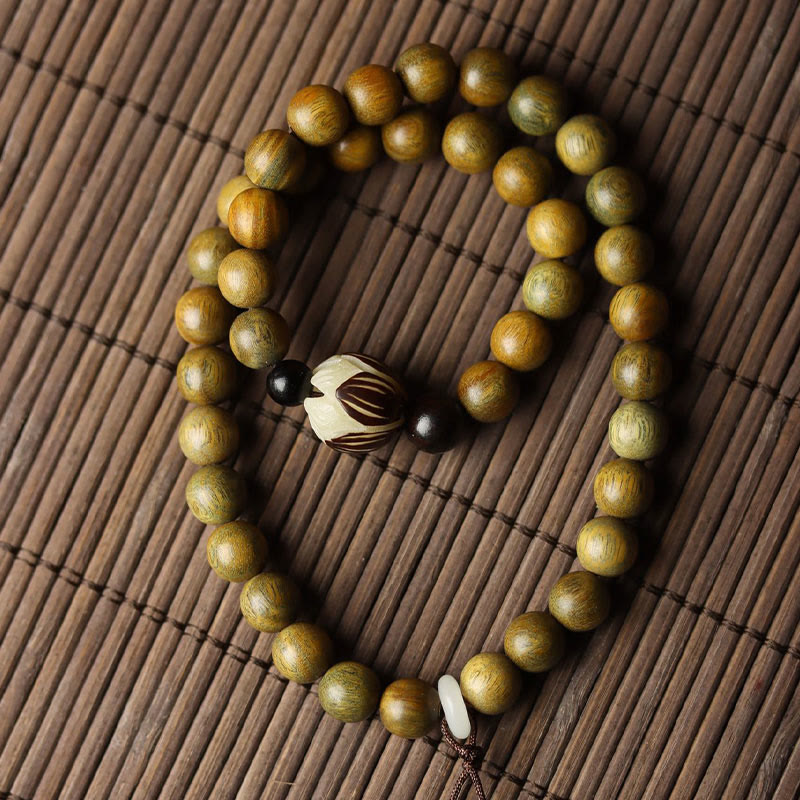 Fortune Jewel Green Sandalwood Bodhi Seed Lotus Soothing Double Wrap Bracelet