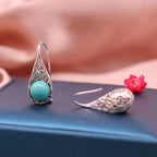 Fortune Jewel 925 Sterling Silver Turquoise Beaded Pattern Protection Drop Dangle Earrings
