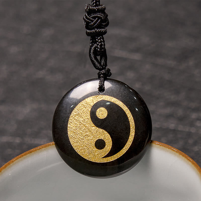 Fortune Jewel Various Crystal Amethyst Tiger Eye Green Aventurine Yin Yang Spiritual Necklace Pendant