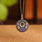 Fortune Jewel 999 Sterling Silver Koi Fish Fu Character Lotus Peace Buckle Wealth Necklace Pendant Fortune Jewel
