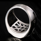 Fortune Jewel 925 Sterling Silver Sanskrit Design Carved Protection Adjustable Ring