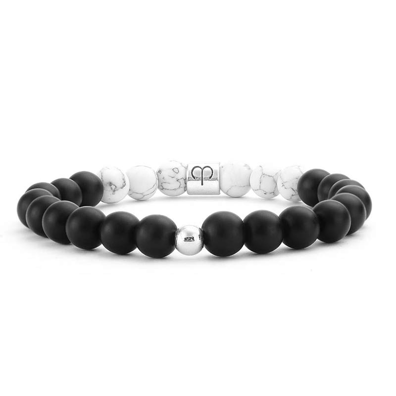 Fortune Jewel 12 Constellations of the Zodiac Natural Frosted Stone White Turquoise Bead Fortune Bracelet