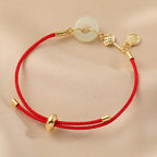 Fortune Jewel "Wishing You Peace and Protection" Jade Red Rope Bracelet Includes Gift Message Card Fortune Jewel