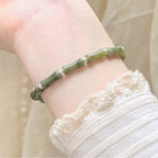 Fortune Jewel 925 Sterling Silver Bamboo Jade Lucky Cat Fu Character Luck Abundance Bracelet
