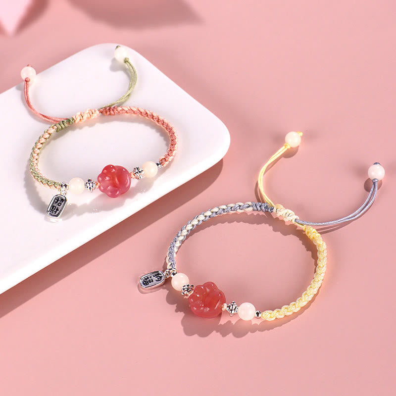 Fortune Jewel Yanyuan Agate Cat Claw Paw White Bodhi Seed Fu Character Positive Braided Rope Bracelet