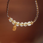 Fortune Jewel 925 Sterling Silver Natural Jade Gourd Rutilated Quartz Fu Character Luck Braid Bracelet