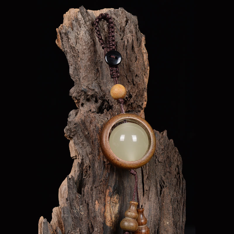 Fortune Jewel Red Sandalwood Ebony Wood Green Sandalwood Luminous Lucky Bead Gourd Peace Key Chain