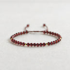 Fortune Jewel Natural Garnet Golden Beads Stability Bracelet
