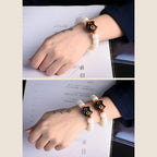 Fortune Jewel Natural Bodhi Seed Small Leaf Red Sandalwood Ebony Wood Cute Lucky Cat Wisdom Bracelet