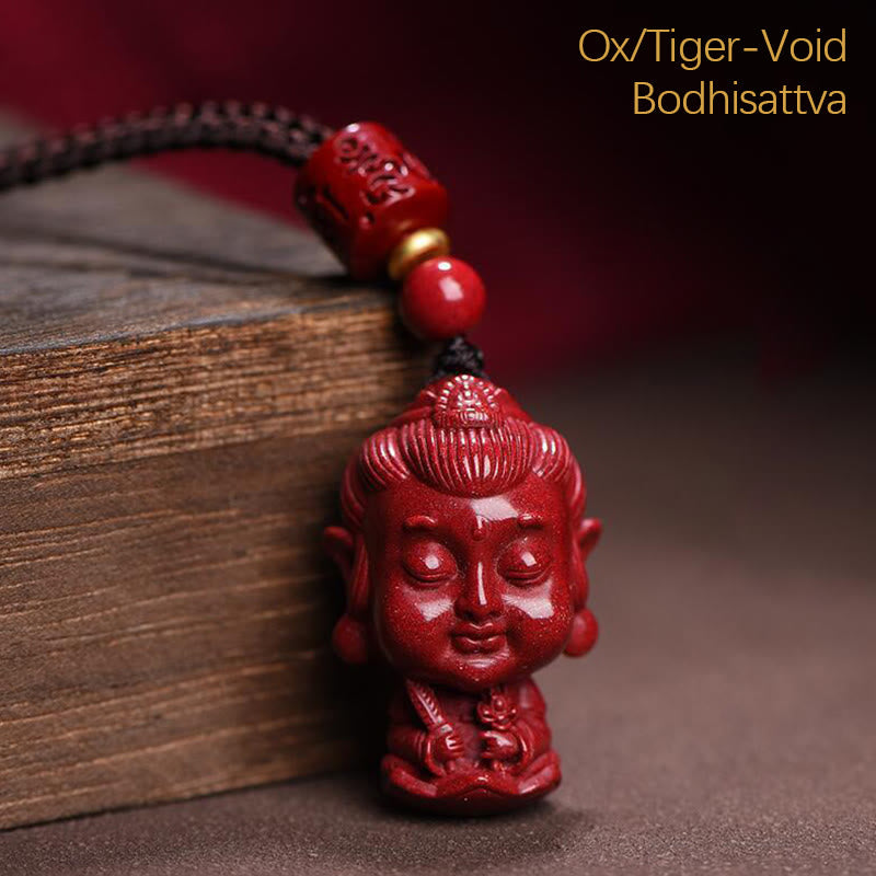 Fortune Jewel Chinese Zodiac Natal Buddha Natural Cinnabar Amulet Keep Away Evil Spirits Necklace Pendant