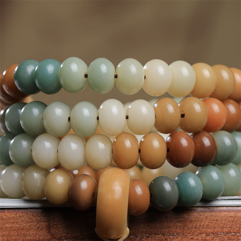 Fortune Jewel 108 Mala Beads Gradient Bodhi Seed Buddha Hand Engraved Peace Bracelet