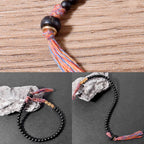Fortune Jewel Handmade Tibetan Black Onyx Tassel Bracelet