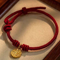 Fortune Jewel Handmade Eight Thread Peace Knot Fu Character Charm Luck Happiness Red Rope Bracelet
