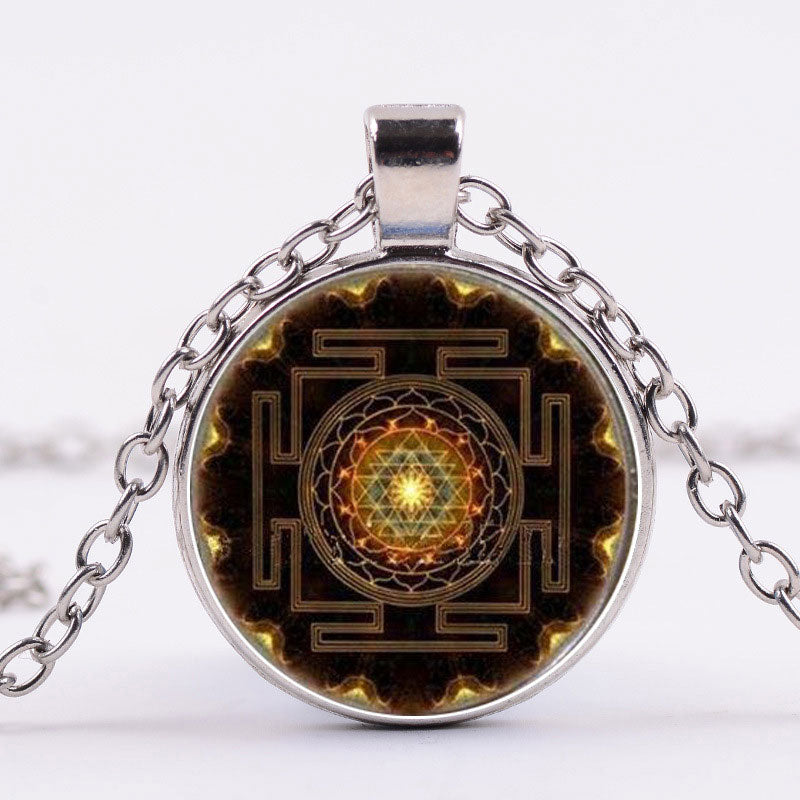 Fortune Jewel Sacred Sri Yantra Time Gemstone Necklace
