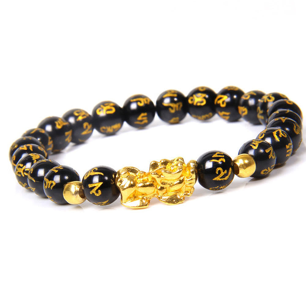 Fortune Jewel FengShui Lucky Pixiu Obsidian Wealth Bracelet