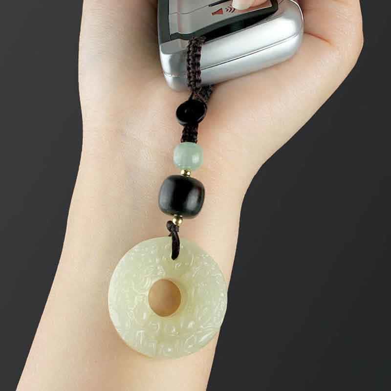 Fortune Jewel PiXiu Jade Peace Buckle Abundance Wealth Key Chain