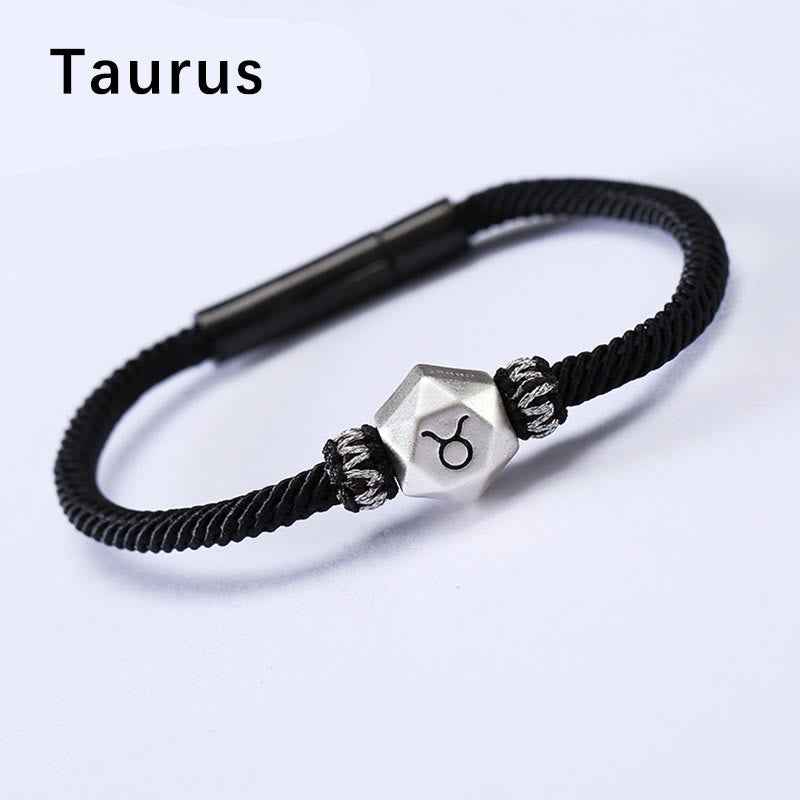 Fortune Jewel 999 Sterling Silver 12 Constellations of the Zodiac Protection Handmade String Bracelet