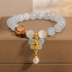 Fortune Jewel Aquamarine Cat's Eye Healing Butterfly Pearl Charm Bracelet