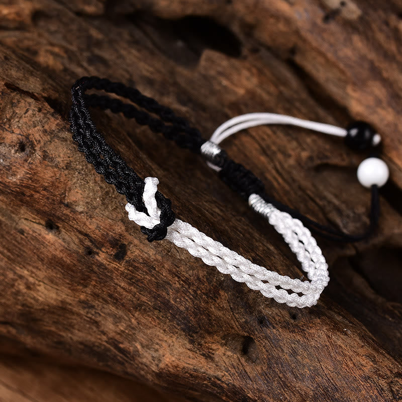 Fortune Jewel Handmade Black White Rope Braided Healing Bracelet