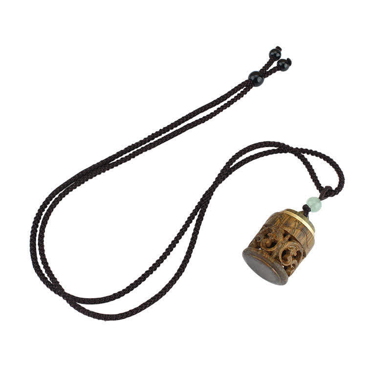 Fortune Jewel Tibet Green Sandalwood Rosewood Om Mani Padme Hum Lotus Positive Soothing Necklace Pendant Fortune Jewel