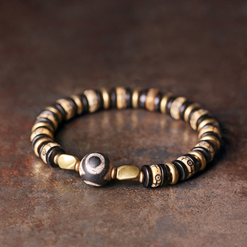 Fortune Jewel Tibetan Bone Beads Ebony Wood Strength Bracelet