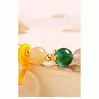 Fortune Jewel 14K Gold Plated Colorful Golden Silk Jade Peace Buckle Wealth Bracelet