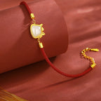 Women’s S925 Silver Hetian Jade Cute Horse Red String Bracelet, 2026 Year of the Horse Jewelry