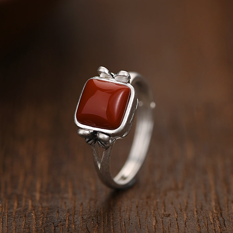 Buddha3bodhi 925 Silver Small Square Nanhong Ring (Women's)