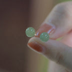 Fortune Jewel Round Jade Beaded Luck Stud Earrings