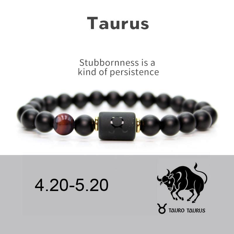 Fortune Jewel 12  Constellations of the Zodiac Black Onyx Adjustable Bracelet